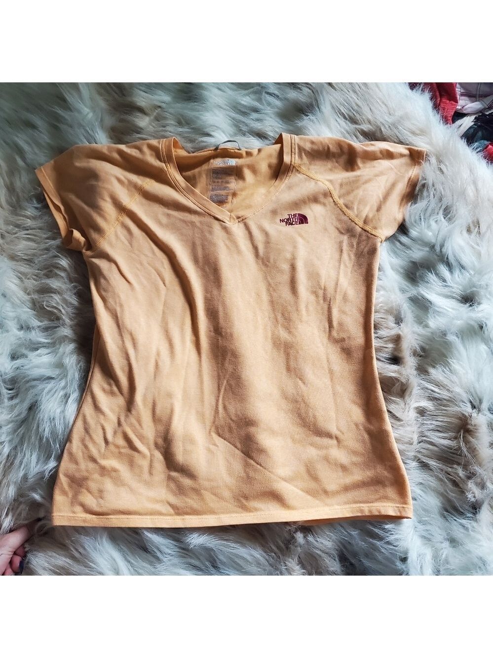 North Face Orange Heather V-Neck
